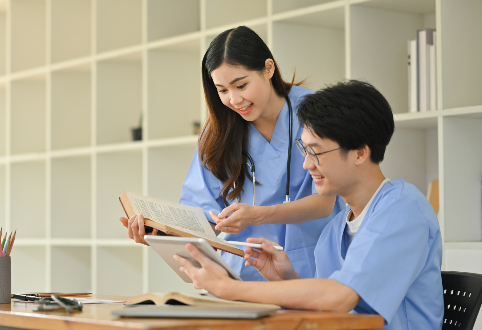 Medical students studying together 