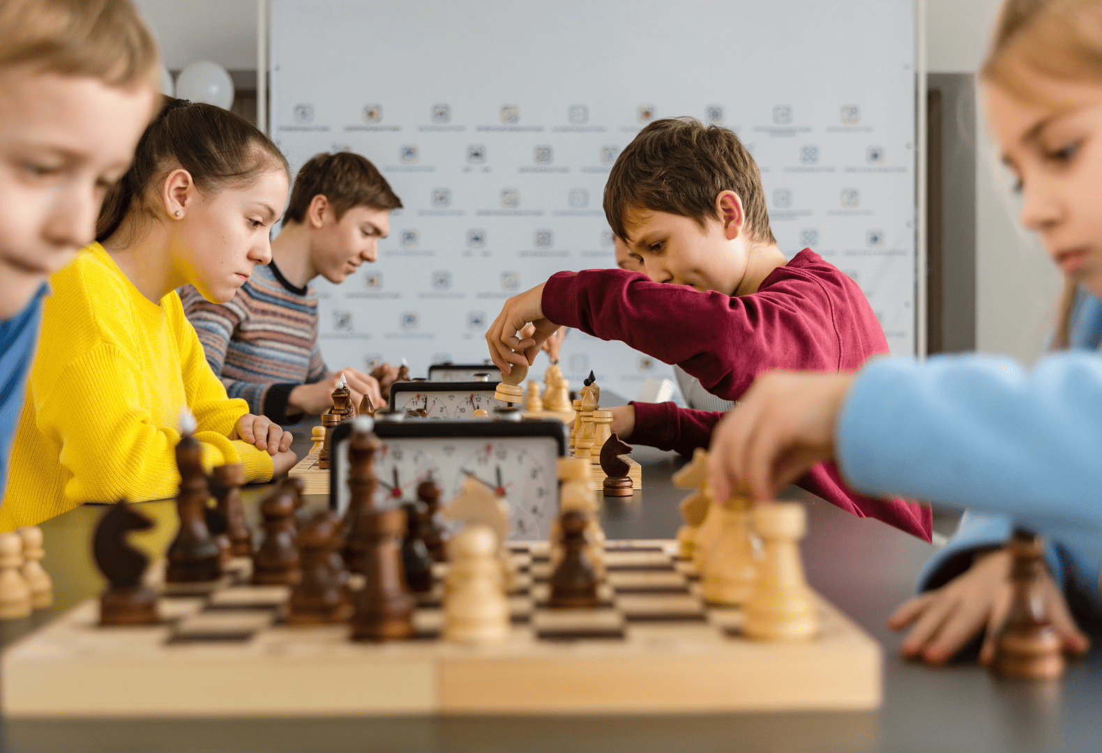 students playing chess
